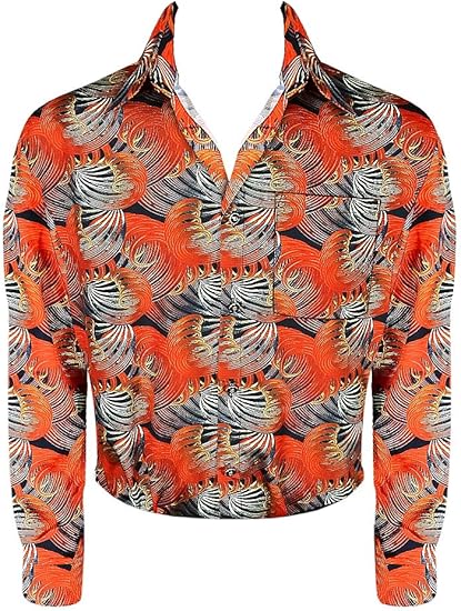 Amazon ダイヤモンドジャパン Diamond Japan ドレスシャツ メンズ ヤクザ オラオラ系 ホスト ファッション 服 Yシャツ 柄 シャツ 紳士 派手 Dj 159 彼岸花柄 赤 黄 普通襟 シャツ 通販