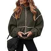 Dokotoo Womens Coat Casual Lapel Full Zip Fleece Jacket Long Sleeve Oversized Warm Winter Outwear with Pockets
