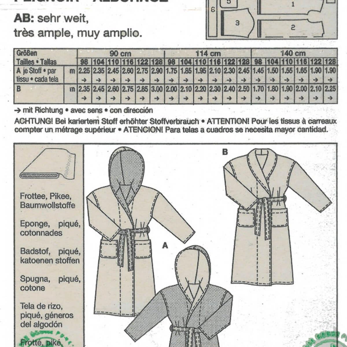 Patron Peignoir Enfant Burda 2662 Amazon Fr Cuisine Maison