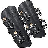 HiiFeuer Medieval Embossed Alchemy Bracers with 8 Cork Vials, Fantasy Faux Leather Buckle Arm Guards Magic Archer Gauntlets