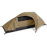 Mil-Tec Recom 1-Person Compact Lightweight Durable Weatherproof Wind &amp; Storm-Resistant Easy-to-Install Tactical Outdoor Hiking Camping Tent with Zipper Entrance &amp; Mosquito Net