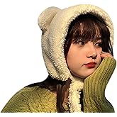 ANKOMINA Winter Cute Bear Ear Warm Hat Women Plush Earflap Beanie Hat Kids Girls Windproof Skull Cap