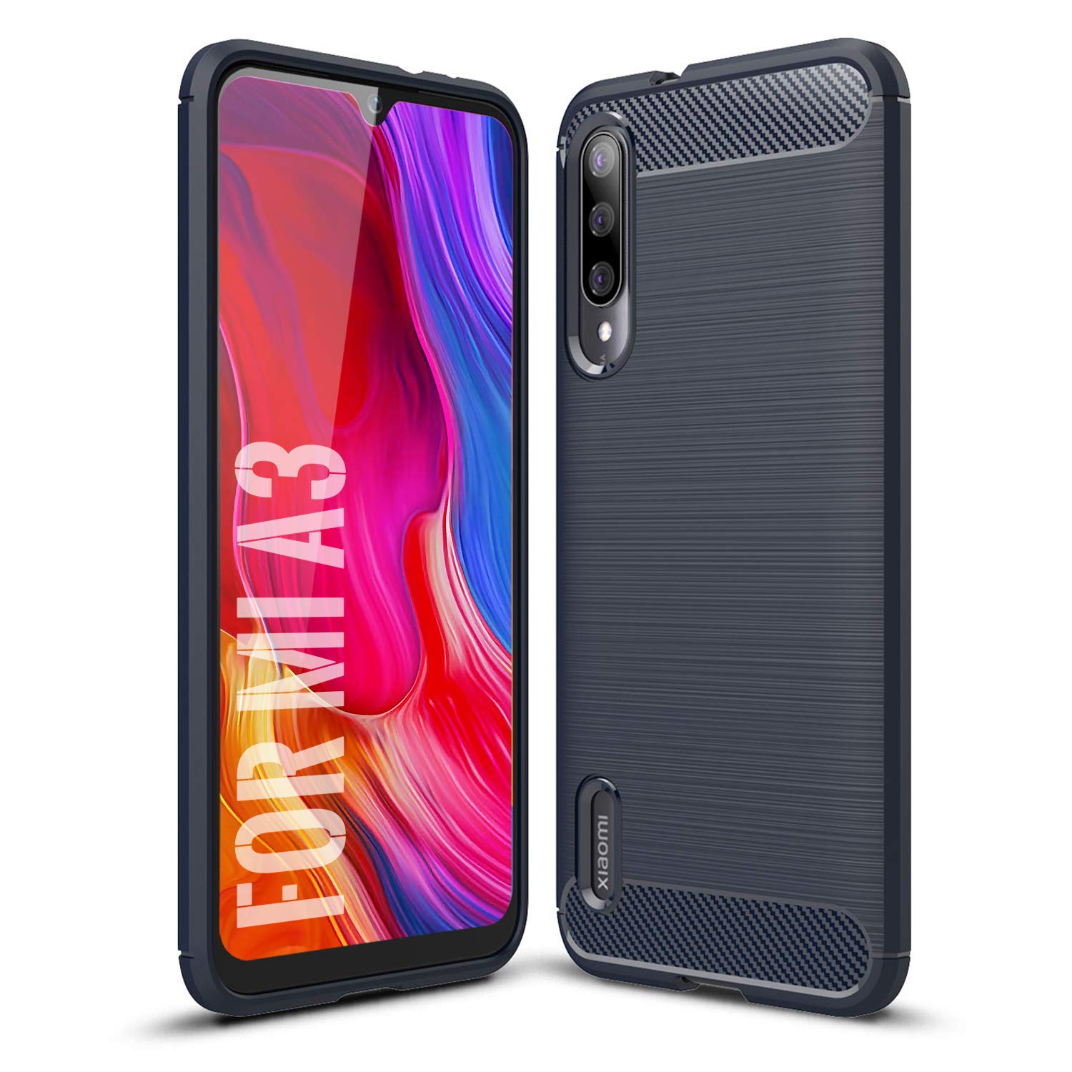 SCL Case for Xiaomi A3 Case Xiaomi A3 Phone Case [Blue], Carbon Fibre Effect Gel Grip Protection Cover [Anti Scratch][Anti Collision] Case Compatible with Xiaomi A3