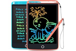 TECJOE 2 Pack LCD Writing Tablet with Fridge Magnets, Doodle Board for Kids Drawing Kitchen Memo, Christmas Stocking Stuffers Birthday Gifts Toys for Boys Girls 8.5 Inch(Blue+Pink)