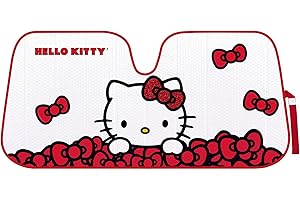 Carbella Hello Kitty Car Windshield Sun Shade, Official Sanrio Sun Shade for Car Window, Cute Sun Shade for Front Windshield, Hello Kitty Accessories for Women ﻿(Red Bow Dreams)