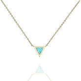 PAVOI 14K Gold Plated Opal Pendant Necklaces for Women | Created Opal Cubic Zirconia Dainty Necklace | Butterfly Round Triangle Antler Bar Pendants