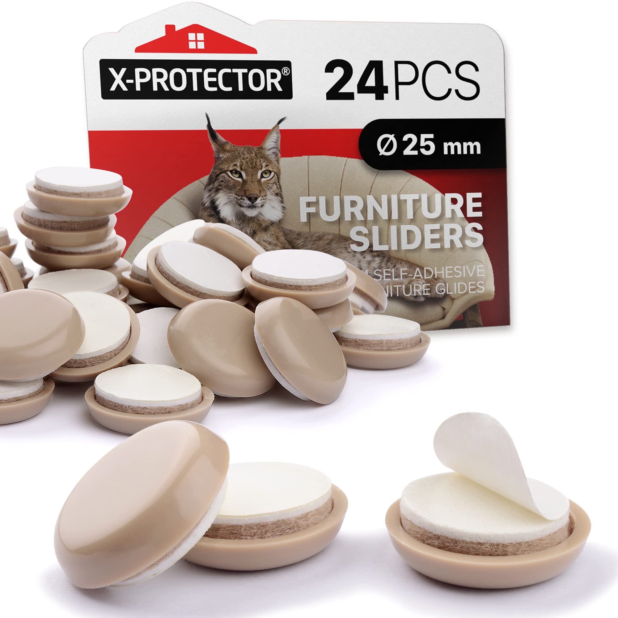Furniture Sliders 24pcs 25mm X-PROTECTOR – Furniture Glides Carpet Sliders – Best Furniture Moving Pads – Premium Chair Leg Floor Protectors – Slide Effortlessly with Chair Pads & Protect Your Floor!