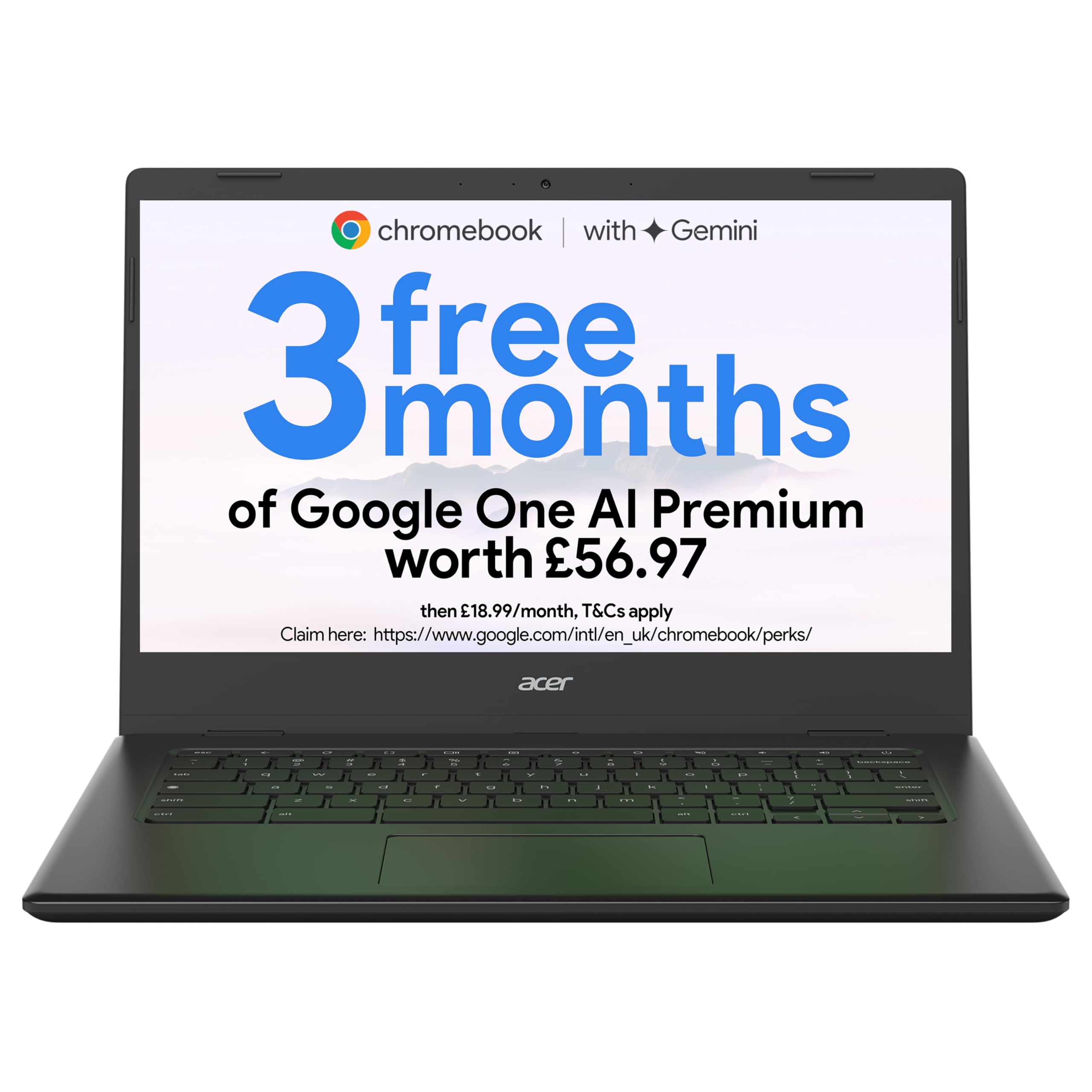 Acer Chromebook 314 CBOA314-1H Laptop - Intel Celeron N4500, 4GB, 64GB eMMC, Integrated Graphics, 14" Full HD, Chrome OS, Black