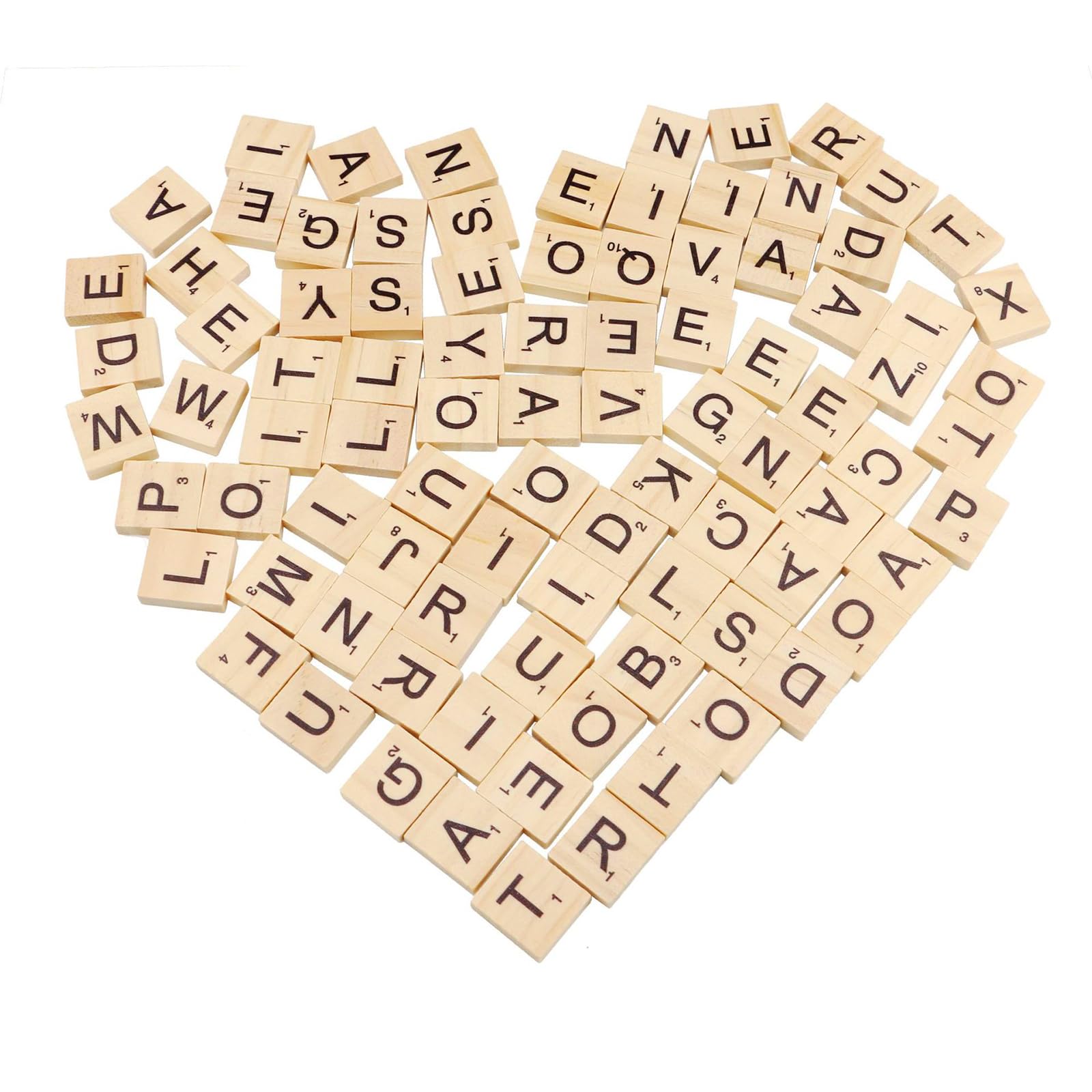 Scrabble Wooden Tiles - A to Z with Numbers, 200 Pieces, 20 * 18 * 4mm, Perfect for Crafts, Learning, Spelling, Gift