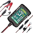 12V / 6V Battery Trickle Charger Maintainer, 1.5A Automatic Smart Float Charger Battery Charger for Motorcycle Lawn Mower Car Boat Tractor ATV, SLA VRLA Gel Cell AGM Lead Acid Batteries