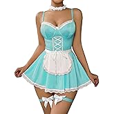 Avidlove Sexy Lingerie for Women Sexy Contrast Lace Maid Lingerie Dress Halloween Costumes Sets(5pack)