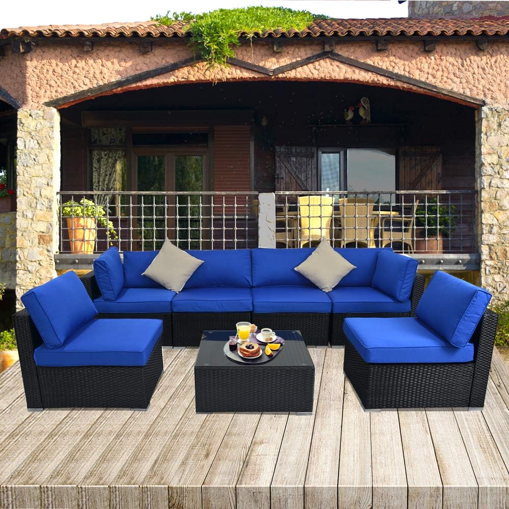 Best 7pc rattan wicker sofa chair patio furniture set sectional garden outdoor couch