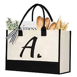 shenee Initial Canvas Tote Bag, Personalized Beach