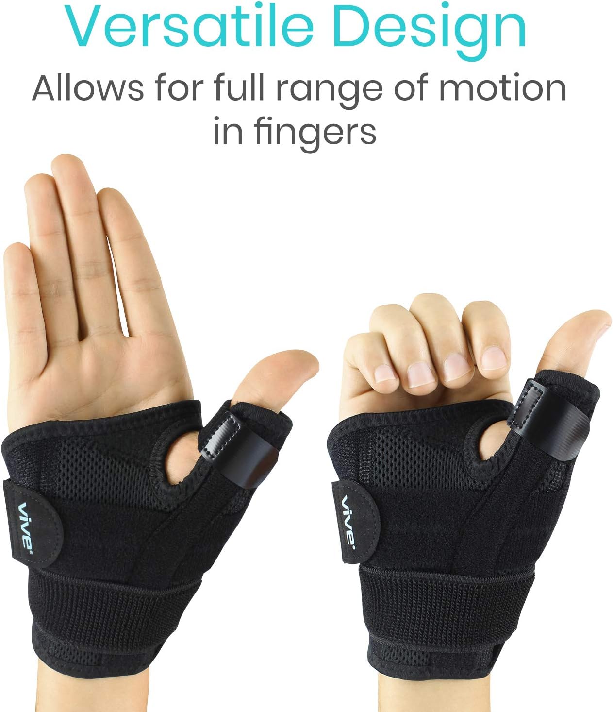 Vive Arthritis Thumb Splint - Thumb Spica Support Brace for Pain, Sprains, Strains, Arthritis, Carpal Tunnel & Trigger Thumb Immobilizer - Wrist Strap - Left or Right Hand (Black): Health & Personal Care