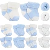 Twistover 10 Pairs Preemie Cotton Turn Cuff Socks | Terry Cotton Turn Cuff for Newborn Boys Girls, Preemie Baby, Premature Baby Socks, Soft Breathable Warm for Nicu Infants Wear