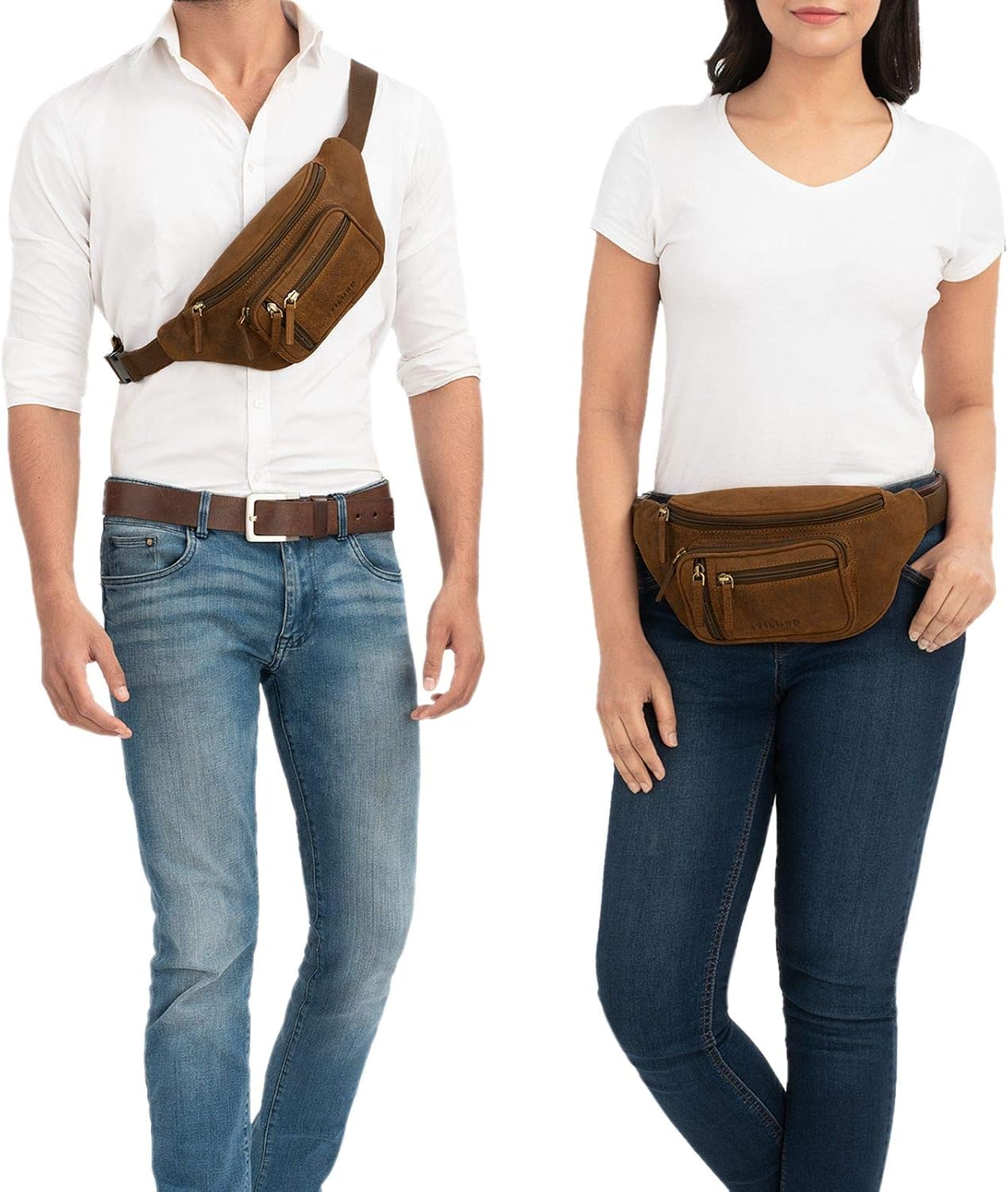 STILORD 'Greg' Belly Bag Leather Brown Vintage Hip Bag Men Ladies Belt Bags for Sports Festival Mobile Phone Doggy Bag Fanny Pack Genuine Leather - Image 3