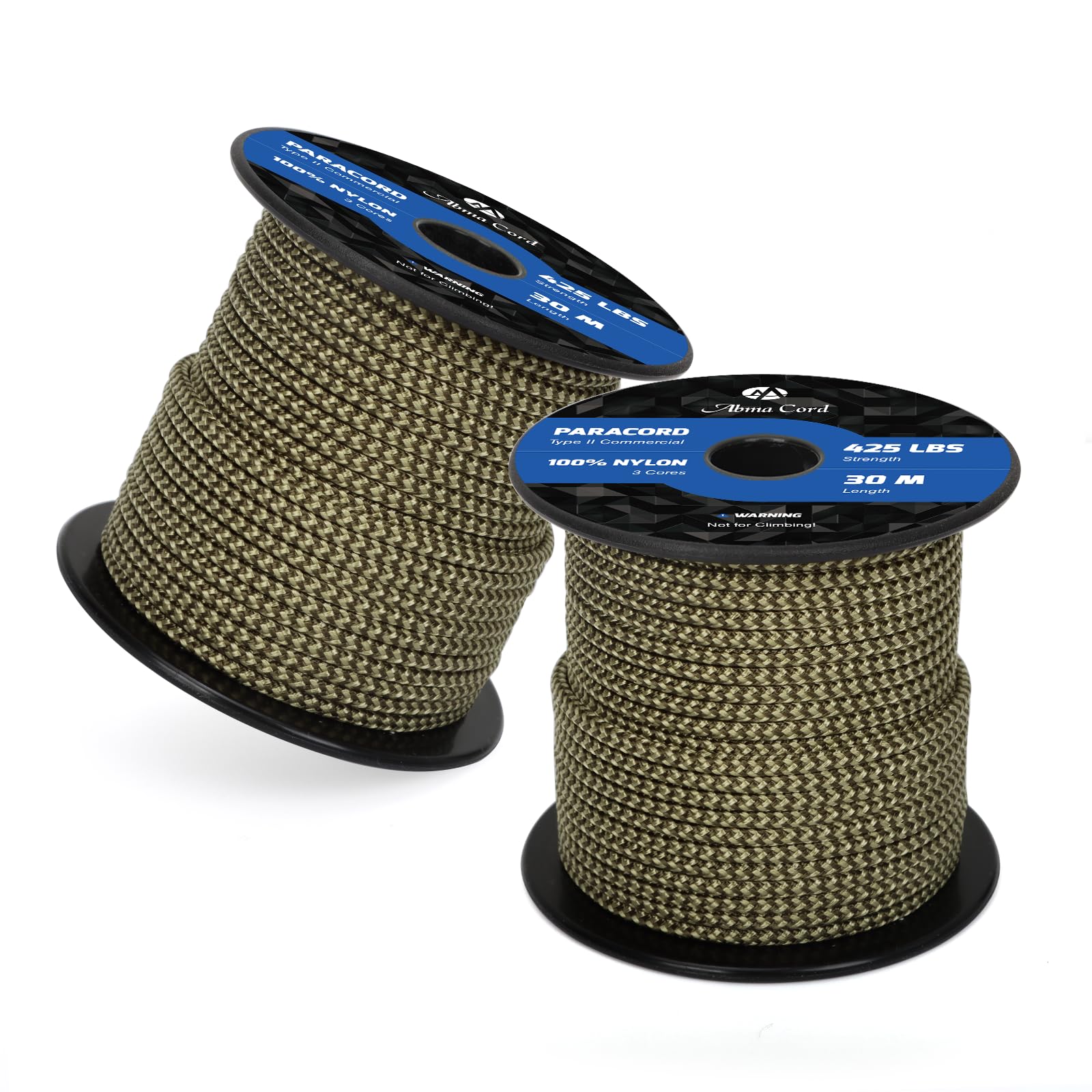 Abma Cord Paracord 425 lbs 3mm 100% Nylon 30M - Army Green & Holy Guacamole