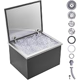 VEVOR Drop in Ice Chest, 20" L x 16" W x 13" H Stainless Steel Ice Cooler, Commercial Ice Bin with Hinged Cover, 40 qt Outdoor Kitchen Ice Bar, Drain-Pipe and Drain Plug Included, for Cold Wine Beer
