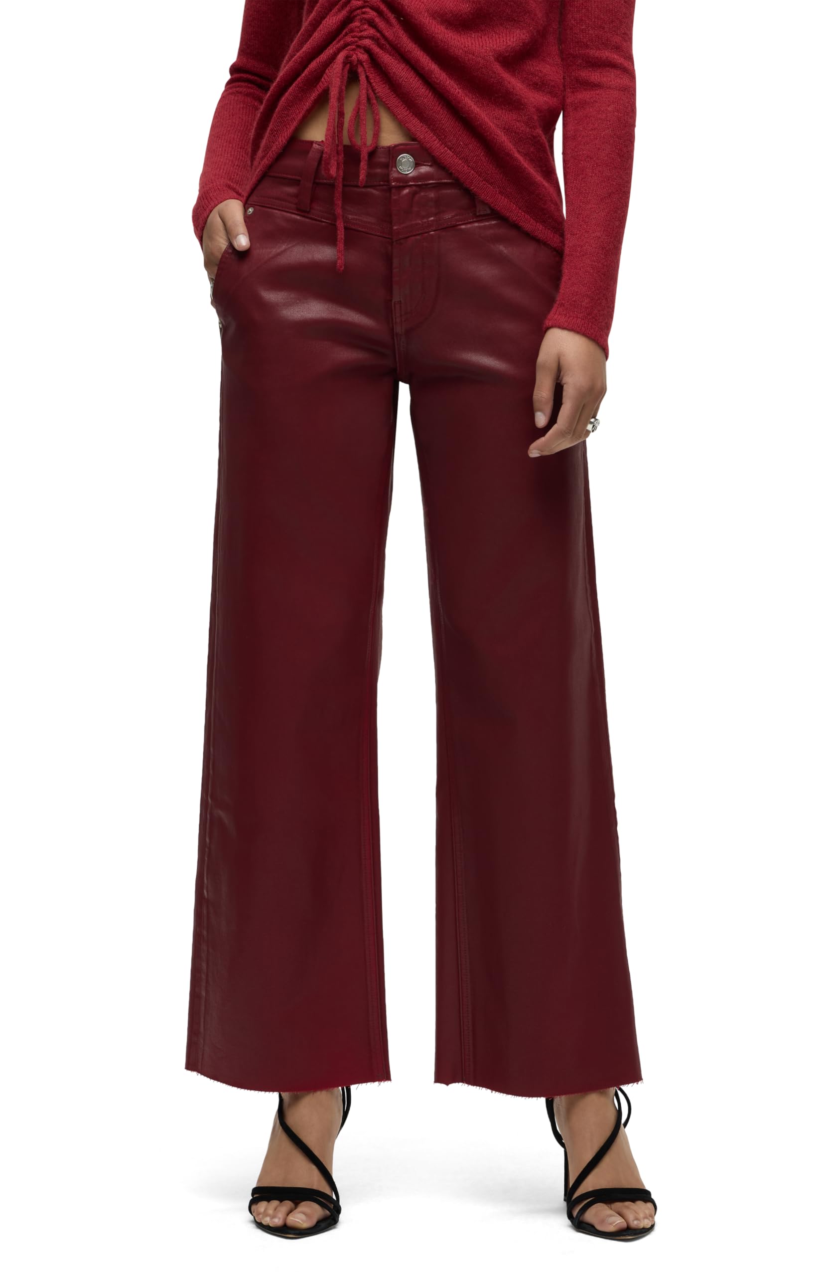 HUDSON Women’s Rosie High Rise Wide Leg Ankle Jean, Red Dahlia Coated
