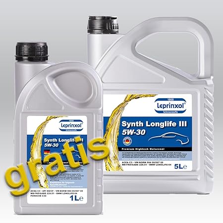 Leprinxol 5l+ 1l gratis LSL 5W30 MOTORÖL FÜR Golf Polo Passat TOURAN Synth 5W-30 LONGLIFE III das richtige KFZ Motorenöl für 