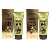 Anjo Snail BB Cream Korean 2 Pack 50ml - Korean BB Cream Professional Skincare - Lightweight, Non-Greasy Mucin Moisturizer - Natural Cover Foundation for Even Skin Tone
