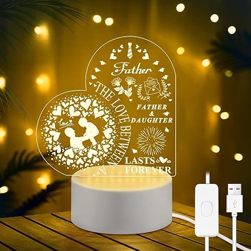 SupaWeiss Night Light Gifts for Dad, Dad Birthday Gifts,3 Colors Soft Warm LED Table Lamp,Night Light for Father's Day, Thanksgiving
