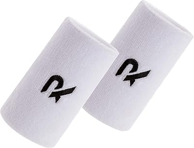 Raquex Sports Wristbands 7 Colours 2 Widths Cotton Terry Pair White