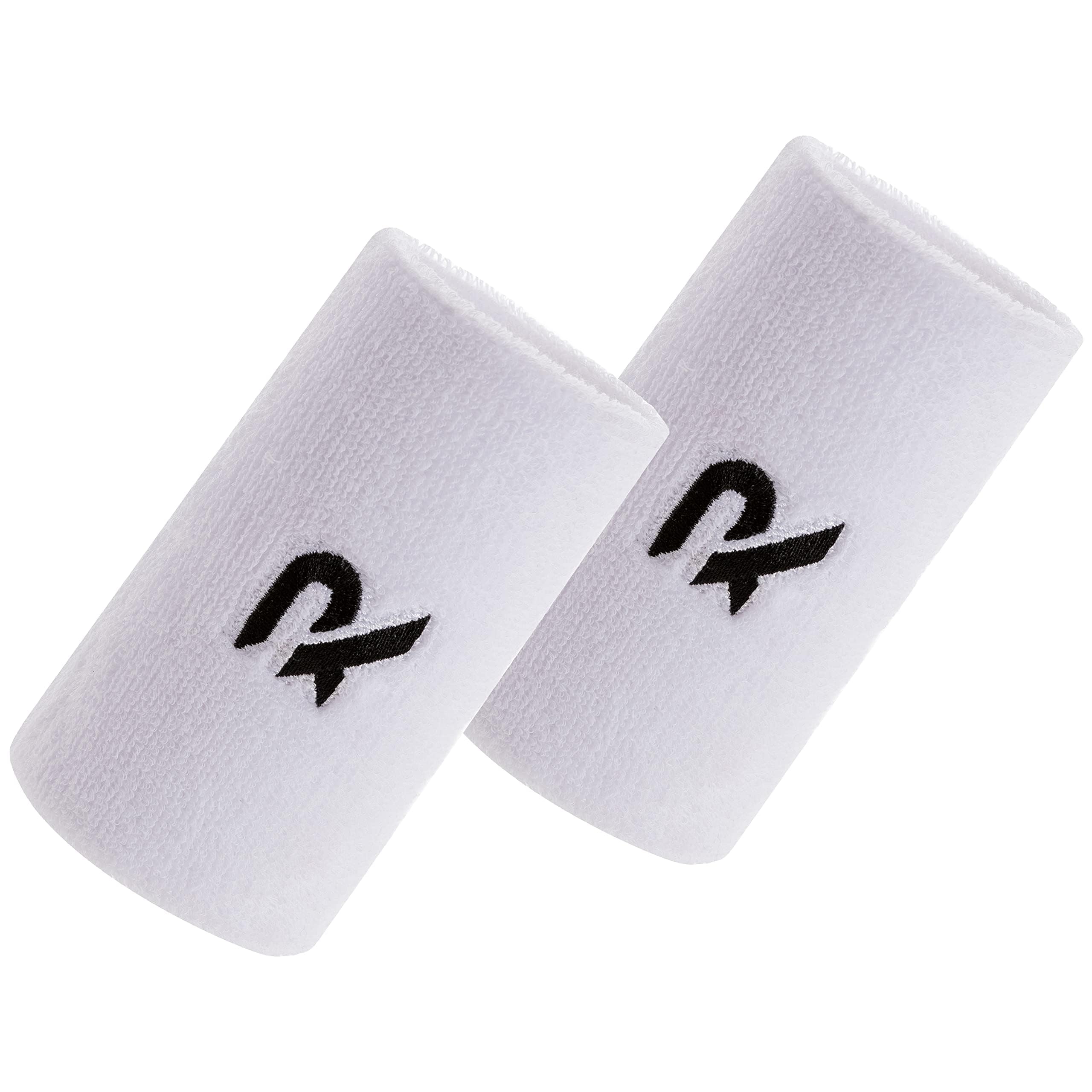 Raquex Sports Wristbands (7 Colours, 2 Widths) - Soft, Stretchy Cotton. Padel, Tennis, Squash, Running Sweat Bands - Machine Washable (White, Pair) — image 1
