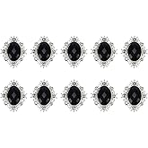 Pastlla 10Pcs Rhinestone Button Embellishments Luxurious Rhinestone with Diamond Crystal Decoration Handcraft Button for Handmade DIY Craft Clothing Shoes Hat Jewelry Wedding Party (Black)