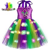 Tutu Dreams Costume Dress for Girls for Mardi Gras Carnival Masquerade Party with Headband