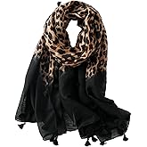 LEBOOBELL Womens Leopard Printed Scarf Lightweight Scarves Fall Winter Fashion Fringed Shawl