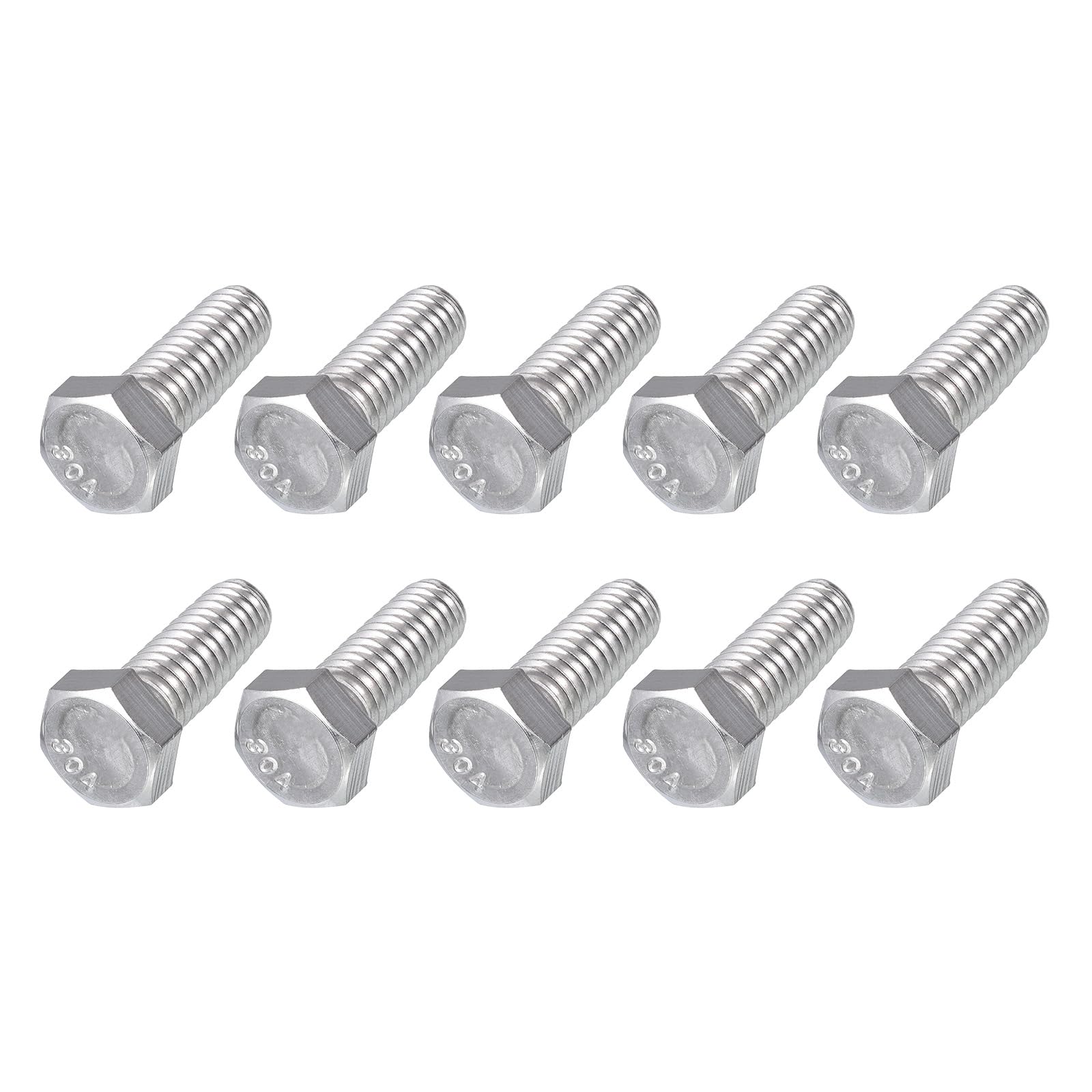 METALLIXITY Hex Head Bolts (3/8-16 x 1") 10Pcs, 304 Stainless Steel 18-8, Fully Threaded, External Hex Drive, Plain Finish, Hex Head Screw Bolt, Silver — image 1