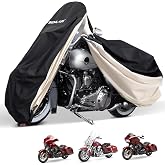 Benlari Motorcycle Cover Waterproof with Side Box Compatible with Harley Davidson Touring Models Road King Street Glide Road Glide Electra Glide Outdoor All Weather Protection, L,107" x 43" x 50"