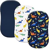 david's kids 3 Pack Bassinet Sheets, Ultra Soft Breathable Comfortable Baby Sheet Set for Boys Girls Neutral, Univeral Fit for Most Cradle and Bassinet Mattress, Dinosaur