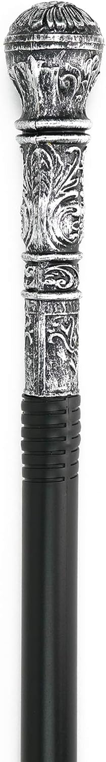 Skeleteen Antique Silver Walking Cane - Elegant Vintage Prop Stick Dress Pimp Canes Costume Accessories for Adults and Kids