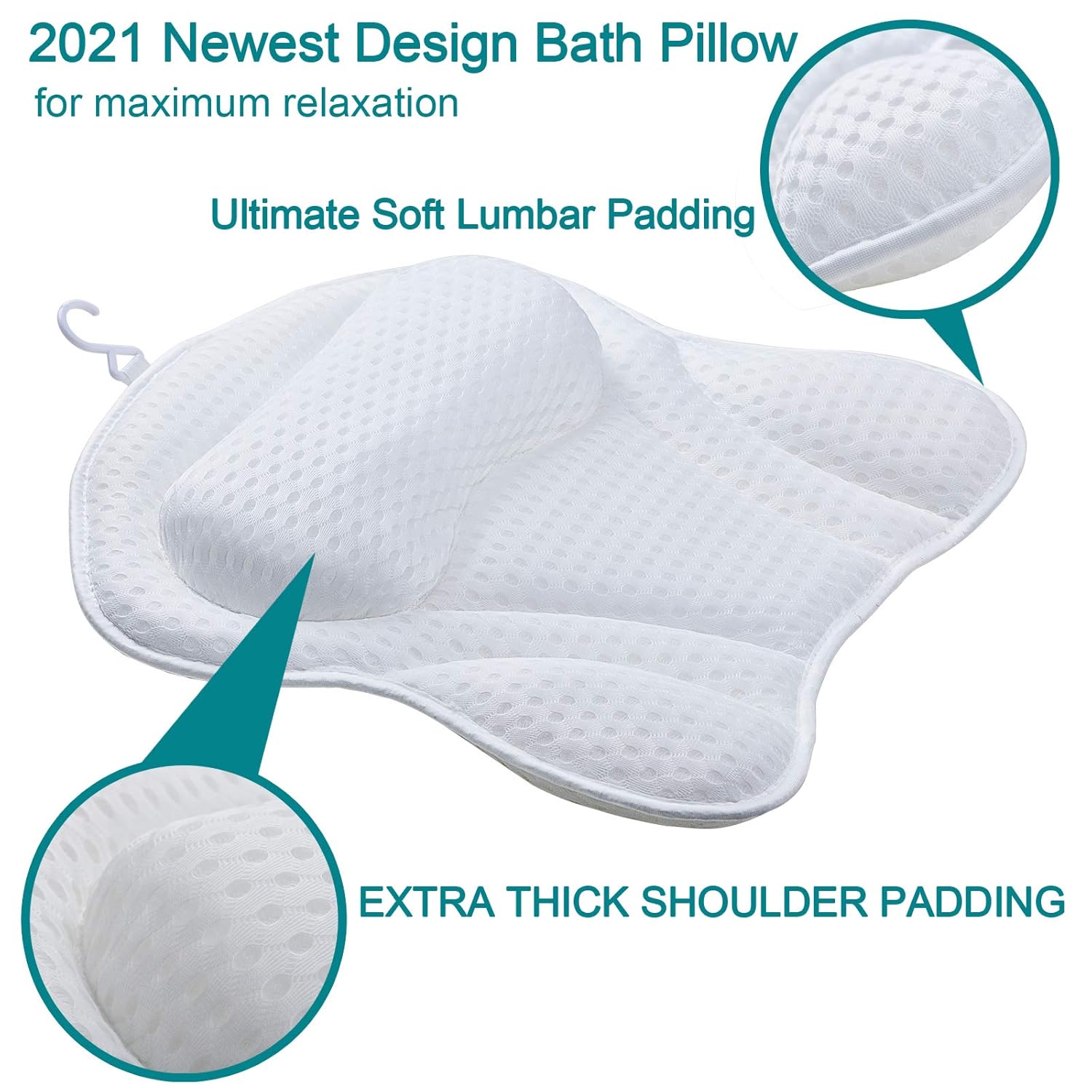 BEISHIDA Bath Pillow, Luxury Bathtub Pillow Spa Bath Pillows for Tub Neck Shoulder Back Support, 4D Air Mesh and 6 Strong Suction Cups - Fits All Bathtub, Hot Tub, Jacuzzi Home Spa for Men Women : Beauty