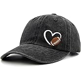 Wodeal Football Heart Hat With Gift Box, Gifts for Women Men, Adjustable Embroidered Heart Baseball Cap
