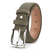 Ximraood Genuine Suede Leather Belt for Men, 1 3/8" Wide Dress Casual & Golf Belt
