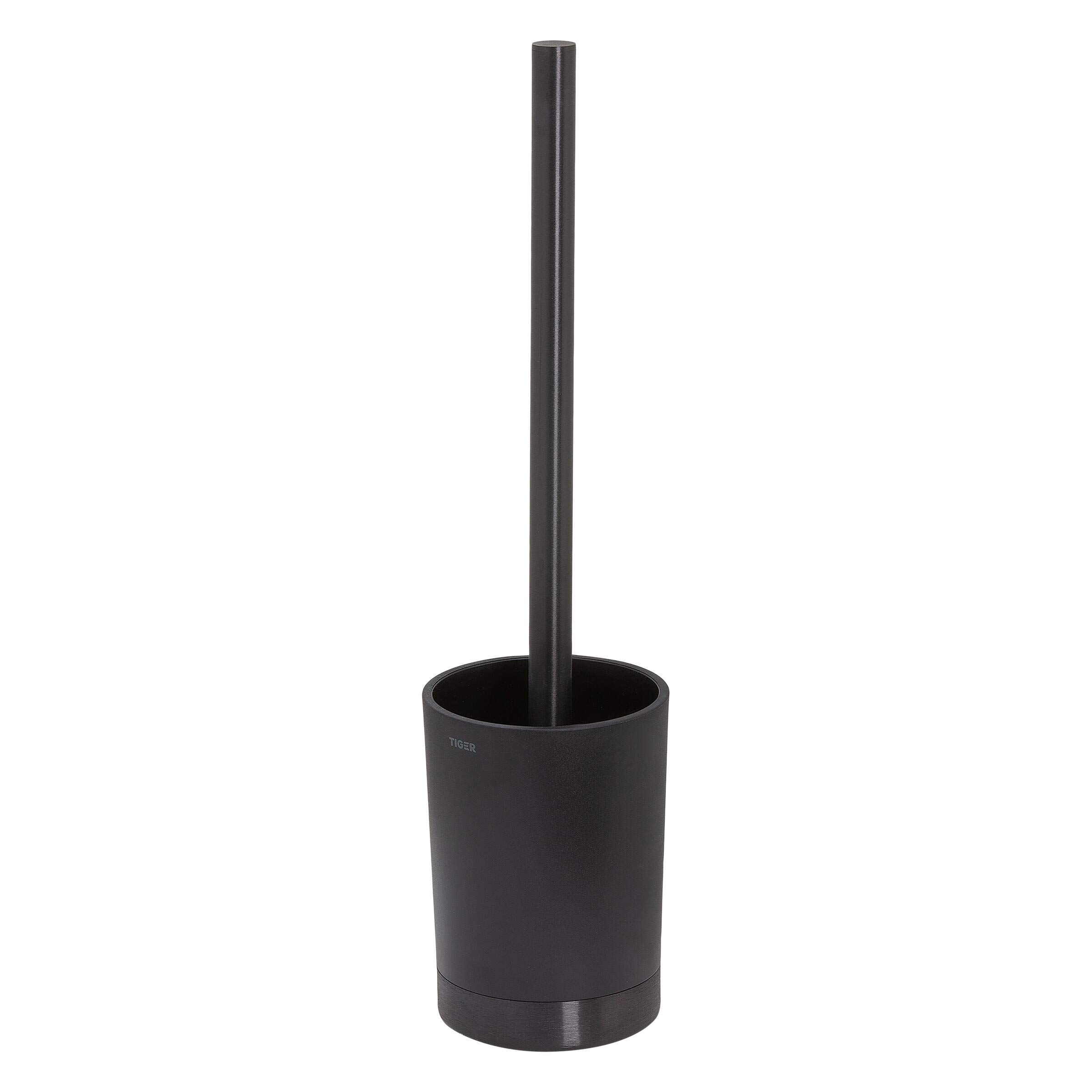 Tiger Tune Toilet Brush and Holder, Freestanding, Black Metal Brushed, Black, 9.1 x 37.9 x 9.1 cm
