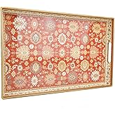 Spsyrine Serving Tray, Plastic Rectangular Coffee Table Tray with Handles, Modern Decorative Tray for Living Room, Ottoman, Home Decor, 15.6” X 10.2"