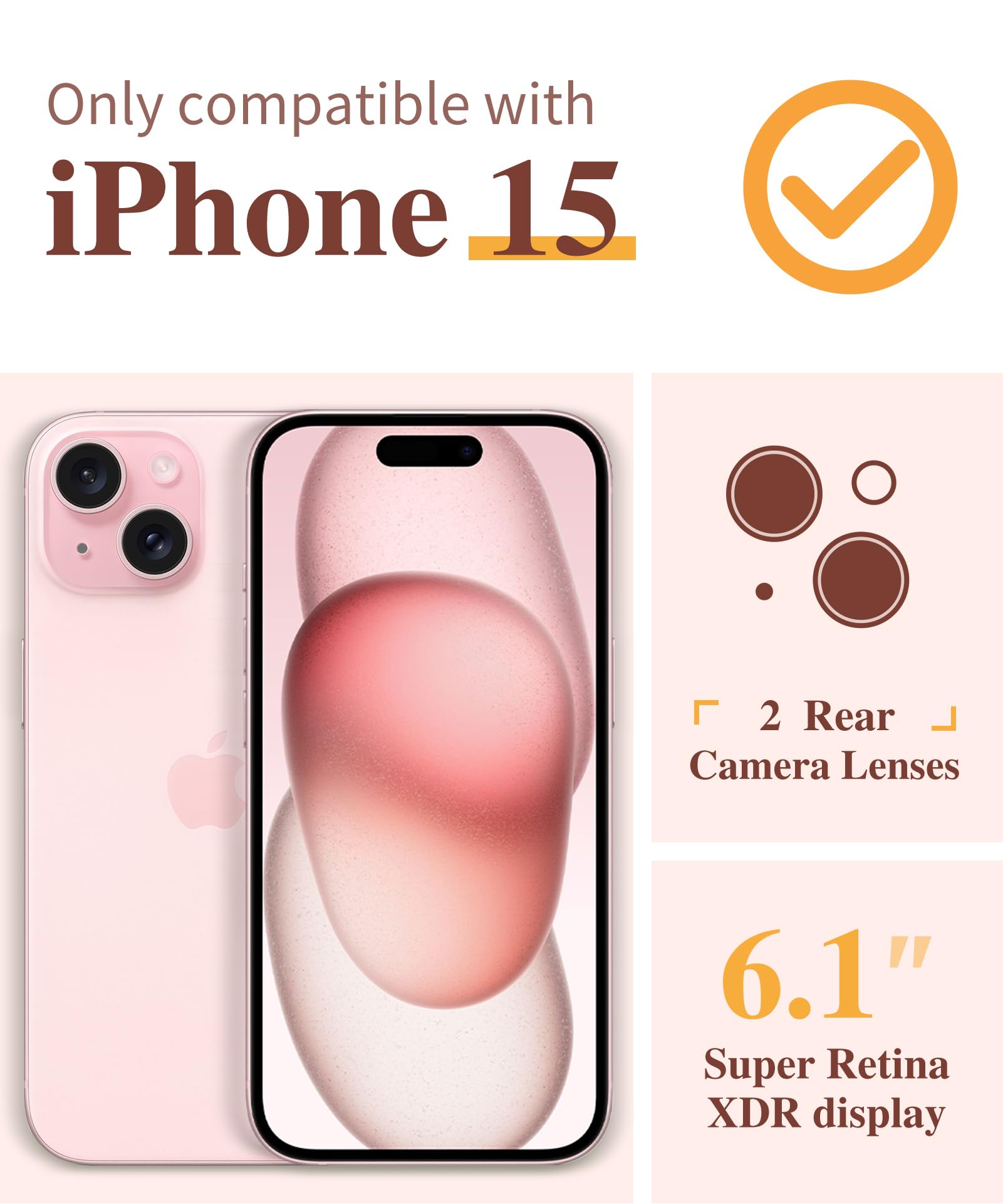 GVIEWIN for iPhone 15 Case, [3 in 1] with Screen Protector & Camera Lens Protector, Clear Soft Shockproof Slim Fit Floral Phone Cover for Women Girls 2023 6.1