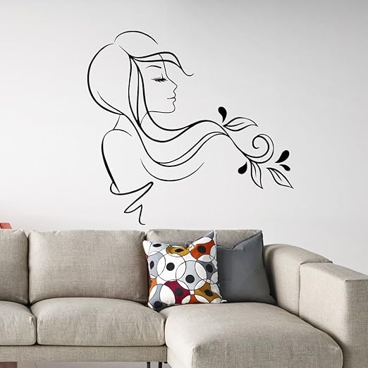 Adhesivos De Pared Chica Silueta Adhesivo Belleza Peluqueria Spa