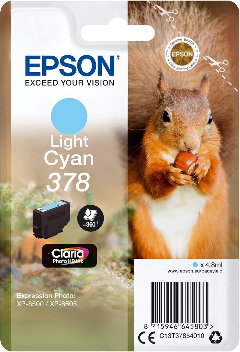 Epson 378 Light Cyan Squirrel Claria Photo HD Ink Cartridge XP-15000 XP-8500