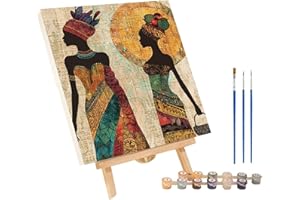 African Woman Painting by Numbers Kits, Peinture a Numero Adulte Art, DIY Crafts for Adults, Peinture a Numero Kits with Acry