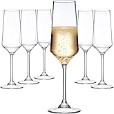 Amazing Abby - Stella - 8-Ounce Unbreakable Tritan Champagne Flutes (Set of 6), Plastic Wine Glasses, Reusable, BPA-Free, Dishwasher-Safe, Perfect for Poolside, Outdoors, Camping, Picnic, and More