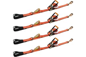 Autofonder Heavy Duty 4 Pack Axle Tie Down Straps for Trailers-2" x 114" Car Hauler Straps with Snap Hooks-10,000 lbs Break S