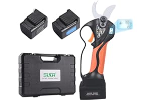 SUCA Electric Pruning Shears for gardening, LCD Cordless Pruner Shears with 1 Pack 21V 2.0Ah and 1 Pack 21V 4.0Ah Battery, SK5 Blades Tree Branch Cutter -32mm(1.26 Inch) Cutting Diameter Clipper