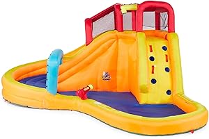 Banzai Lazy River Inflatable Water Park with Waterslide, Water Cannon, and Splash Pool