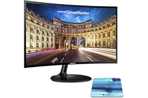SAMSUNG 27 Inch Curved Computer Monitor, LC27F390FHNXZA LED 60Hz Full HD 1080P Gaming Slim Design for Home &Office, Wholesalehome Mouse Pad Included