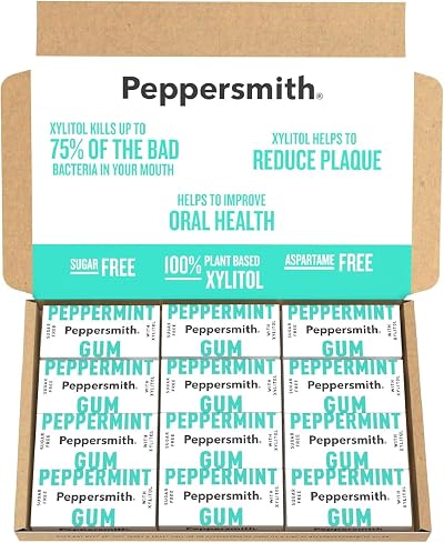 Peppersmith British Peppermint Chewing Gum 100% Xylitol Vegan 12x15g